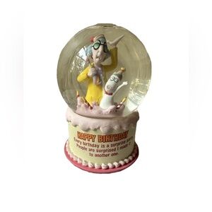 Maxine of Hollywood Birthday Snow Globe with Pink and Yellow Accents
